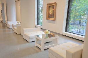 lounge space at art event at MFA