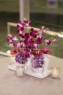 floral display with candles