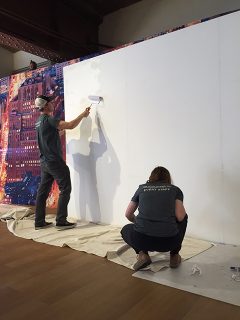 AOTE working on a backdrop in NYC